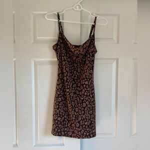 NWT Forever 21 brown and black mini cheetah print mini slip cowl dress